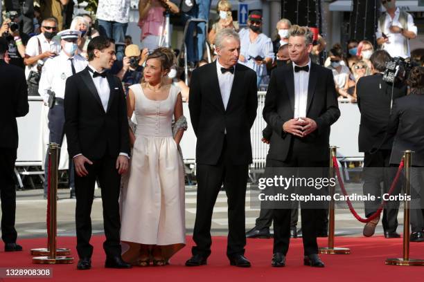 Emanuele Arioli, Blanche Gardin, Bruno Dumont and Benjamin Biolay attends the "France" screening during the 74th annual Cannes Film Festival on July...