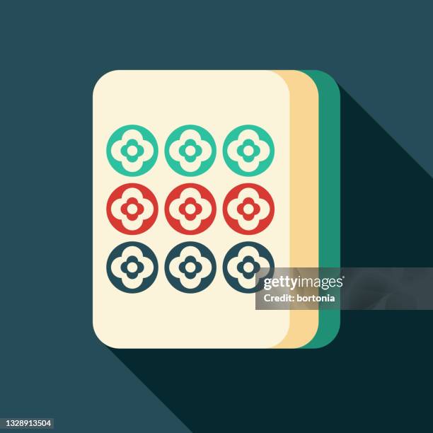 mahjong nine dots tile icon - playing solitaire stock illustrations