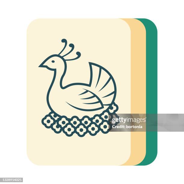 mahjong one dot (bird) tile icon - playing solitaire stock illustrations