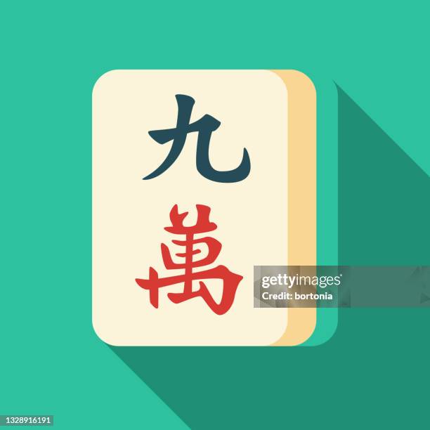 mahjong nine character tile icon - doha stock illustrations
