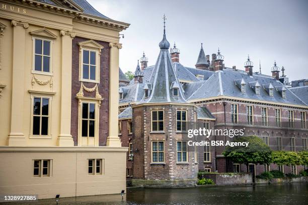 General exterior view of the Torentje presidential tower at the Binnenhof on July 15, 2021 in The Hague, Netherlands. The Binnenhof is closed due to...