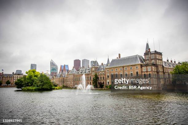 General exteroir view of the Binnenhof parliament buildings on July 15, 2021 in The Hague, Netherlands. The Binnenhof is closed due to a lengthy...