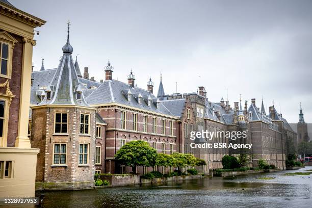 General exterior view of the Torentje presidential tower at the Binnenhof on July 15, 2021 in The Hague, Netherlands. The Binnenhof is closed due to...