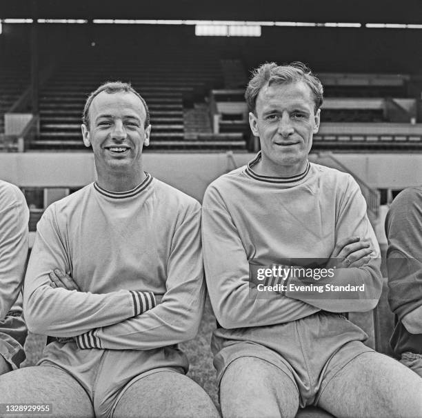 English footballers John Sillett and Ken Keyworth of League Division 2 team Coventry City at the start of the 1965-66 season, UK, 9th August 1965.