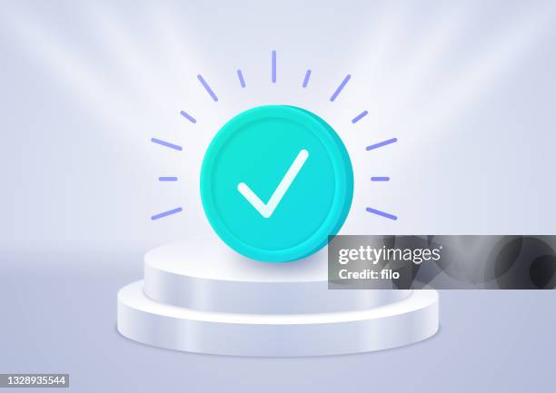 platform checkmark verification award background - award icon stock illustrations