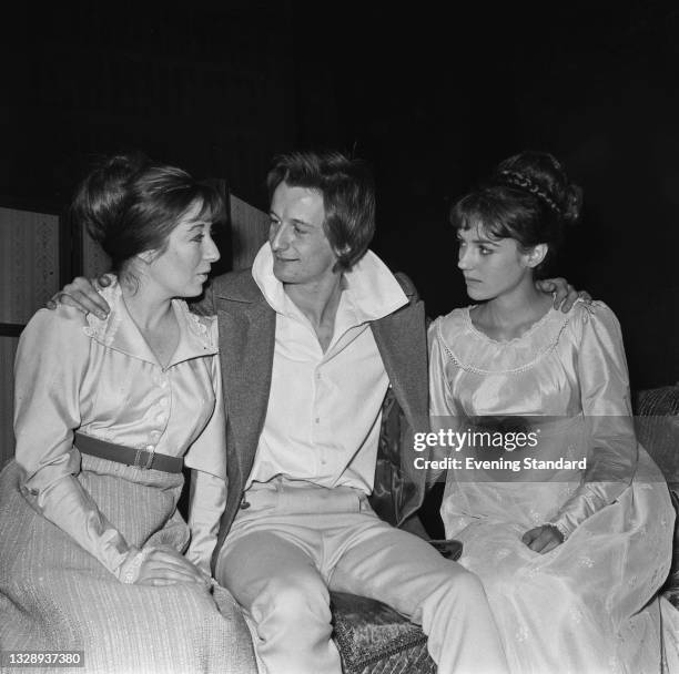 From left to right, English actors Frances Cuka , Ronald Pickup and Kika Markham as Mary Godwin , the poet Percy Bysshe Shelley and Harriet...