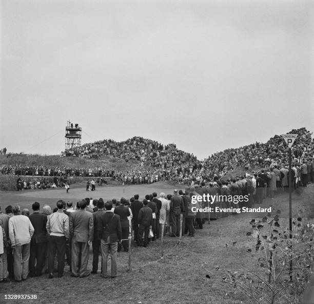 Crowds on the course during the Ryder Cup at the Royal Birkdale Golf Club in Southport, UK, October 1965.