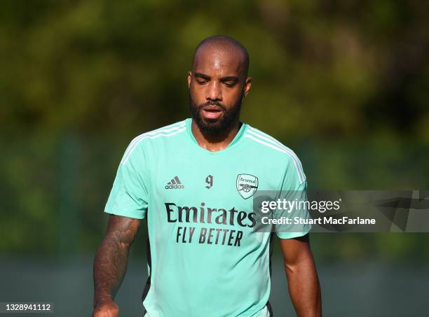 Alex Lacazette of Arsenal during a training session at Orium Performance Centre on July 15, 2021 in Edinburgh, Scotland.