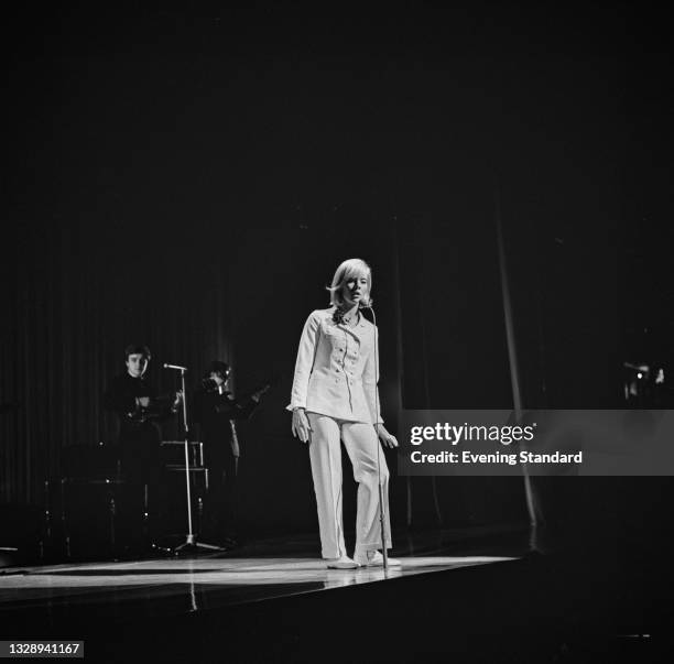 Bulgarian-French singer and actress Sylvie Vartan on stage at the Royal Command Performance or Royal Variety Performance at the London Palladium,...