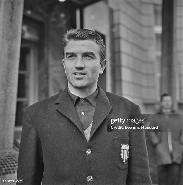 Greek footballer Kostas Polychroniou , captain of the Greek team Olympiacos FC, in London to play West Ham United in the 2nd round 1st leg of the...