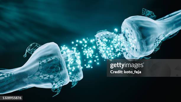 neuron synapse hologram - neural network stock pictures, royalty-free photos & images
