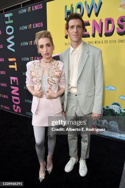 Zoe Lister-Jones and Daryl Wein attend the Los Angeles Premiere of "How It Ends" at NeueHouse Los Angeles on July 15, 2021 in Hollywood, California.