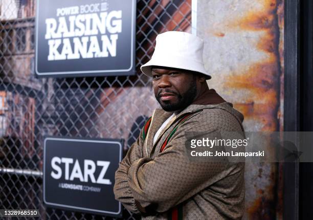 Cent attends the "Power Book III: Raising Kanan" New York premiere at the Hammerstein Ballroom on July 15, 2021 in New York City.