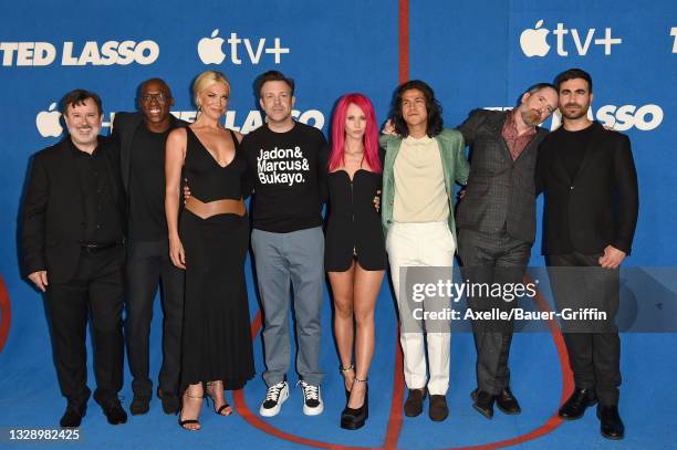 Jeremy Swift, Moe Jeudy-Lamour, Hannah Waddingham, Jason Sudeikis, Juno Temple, Cristo Fernández, Brendan Hunt, and Brett Goldstein attend Apple's...