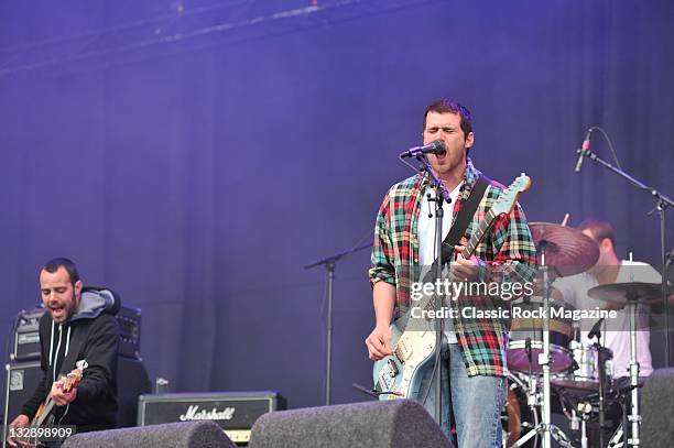 Jesse Lacey and Garrett Tierney of American rock band Brand New, live on stage at Reading Festival, August 30 Reading.