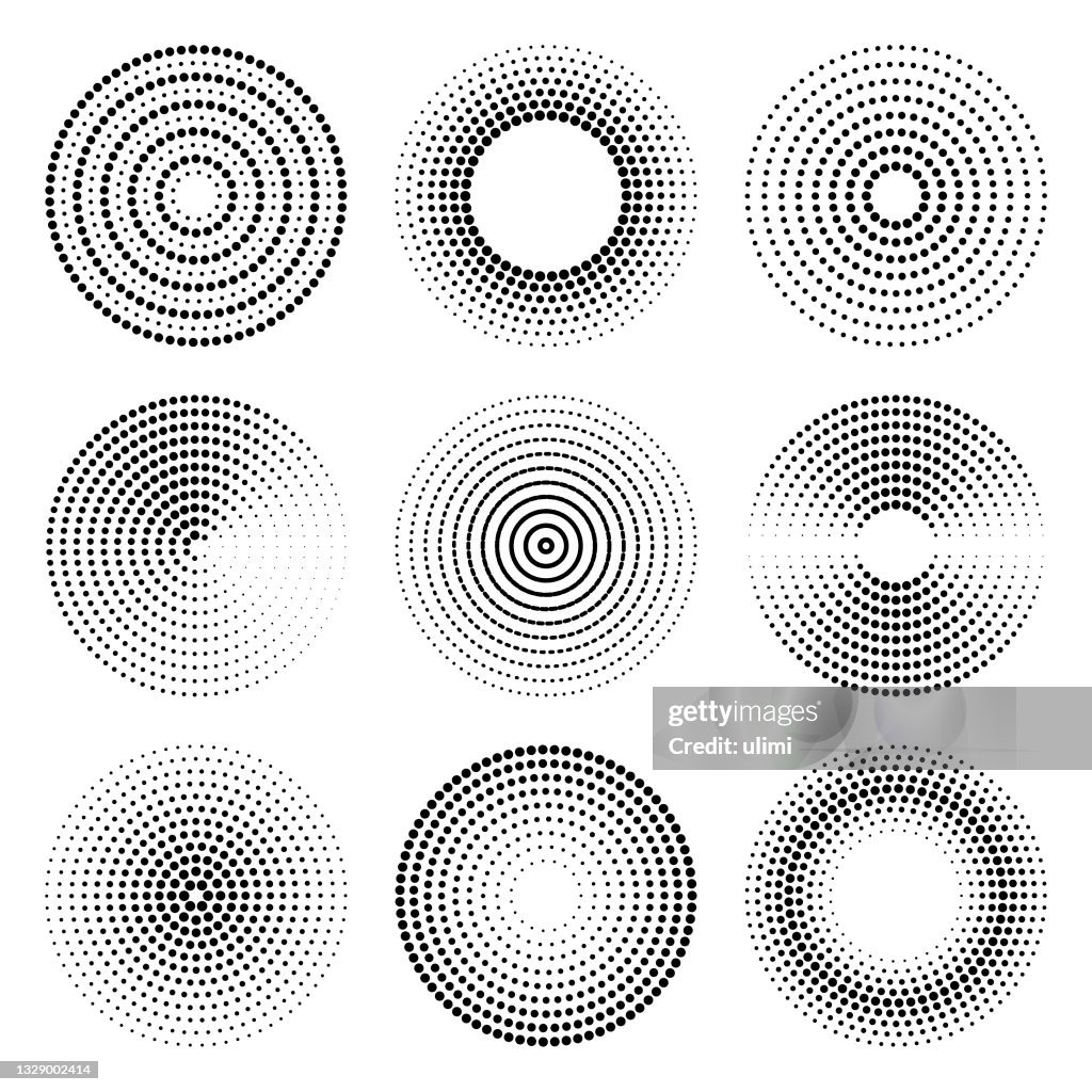 Vector dotted circles. Halftone effect