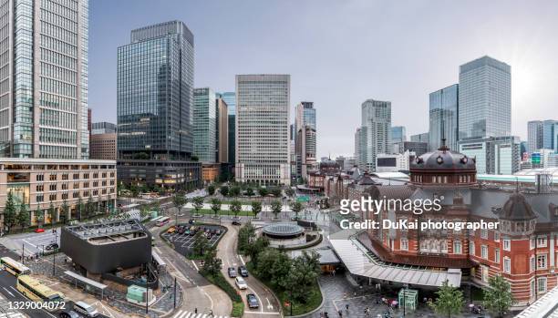 panorama of tokyo railway station - tokyo station stock pictures, royalty-free photos & images