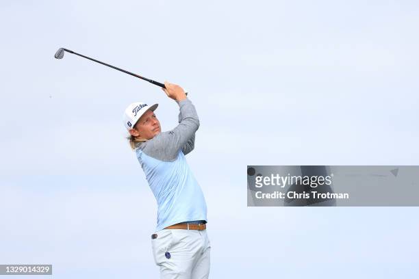 Cameron Smith of Australia plays a second shot on the second hole during Day Two of The 149th Open at Royal St George’s Golf Club on July 16, 2021 in...