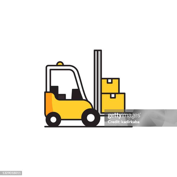 forklift truck modern editable stroke line icon - mailing bag stock illustrations