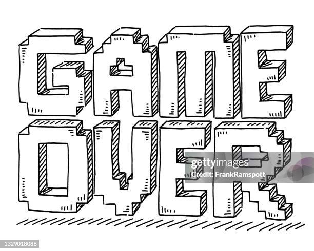 game over 3d blockiert textzeichnung - game over short phrase stock-grafiken, -clipart, -cartoons und -symbole