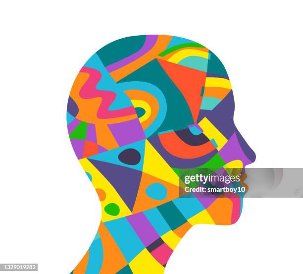 head profile pattern - holistic wellbeing icon stock illustrations