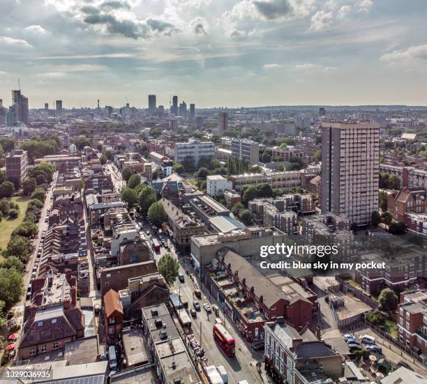 bethnal green, london from a high angle view - bethnal green fotografías e imágenes de stock