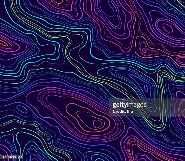 vibrant topographic lines abstract background - swirl pattern stock illustrations