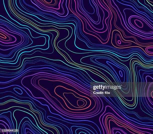 vibrant topographic lines abstract background - squiggle stock illustrations