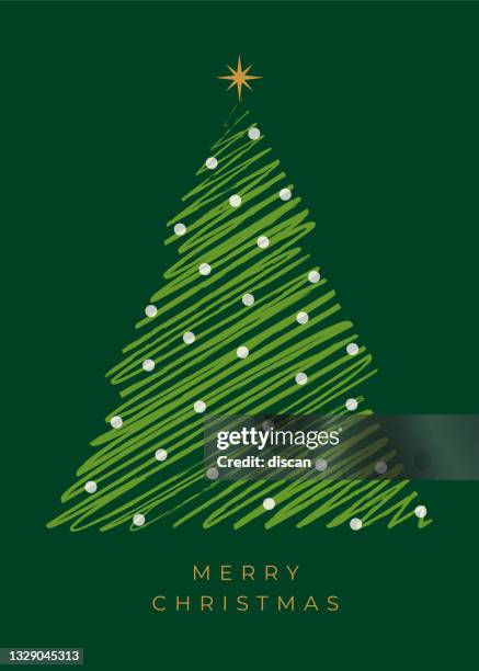 holiday card with christmas trees. - christmas trees 幅插畫檔、美工圖案、卡通及圖標