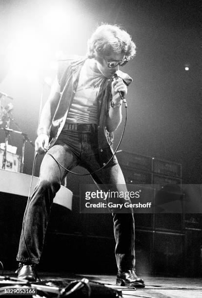 View of English Rock & Blues musician Paul Rodgers, of the band Bad Company, on vocals as he performs, during the 'Desolation Angels' tour, onstage...