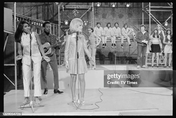 Tina Turner, Ike Turner and Dusty Springfield performing the song 'Land Of A Thousand Dances' on music programme Ready Steady Go! at Television House...