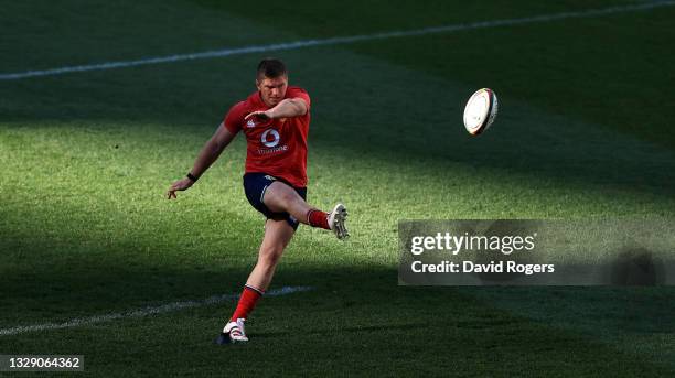 Owen Farrell of the British & Irish Lions practices his kicking at Cape Town Stadium on July 16, 2021 in Cape Town, South Africa.