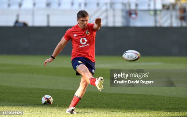Owen Farrell of the British & Irish Lions practices his kicking at Cape Town Stadium on July 16, 2021 in Cape Town, South Africa.
