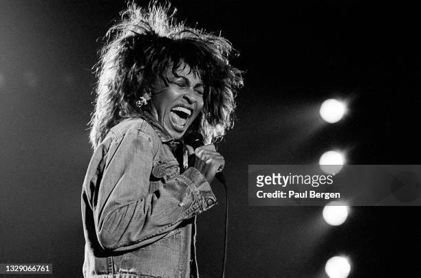 American rhythm & blues and rock singer Tina Turner performs at sportpaleis Ahoy, Rotterdam, Netherlands, 8 April 1985.