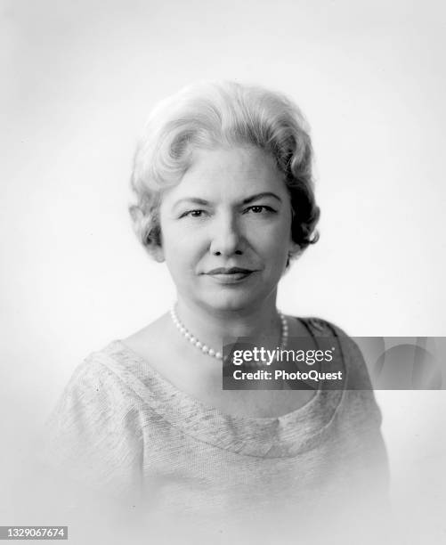 Formal portrait of American journalist and executive assistant to the Vice President Liz Carpenter , Washington DC, June 1962. She also later served...