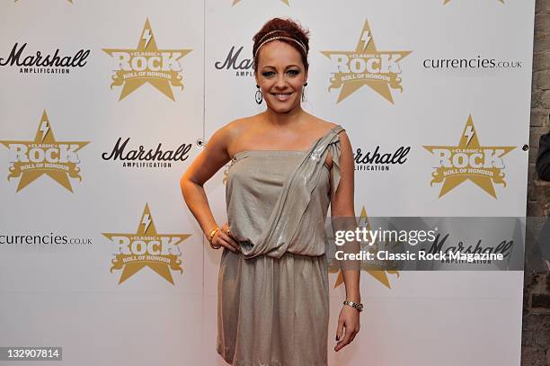 Sarah Cawood arriving on the red carpet for the Classic Rock Awards, taken on November 10, 2010.