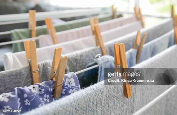 drying clothes - draped stockfoto's en -beelden