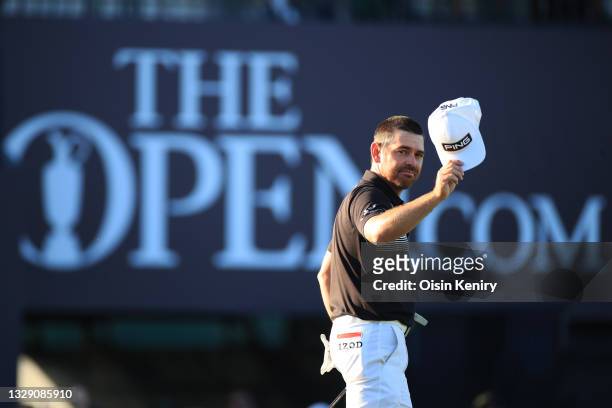Louis Oosthuizen of South Africa on the 18th green during Day Two of The 149th Open at Royal St George’s Golf Club on July 16, 2021 in Sandwich,...