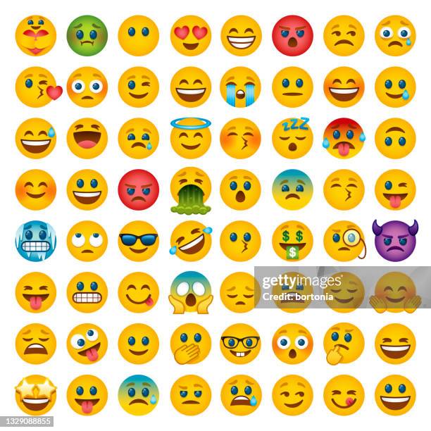 emoticon-symbol-set - anthropomorphic smiley face stock-grafiken, -clipart, -cartoons und -symbole