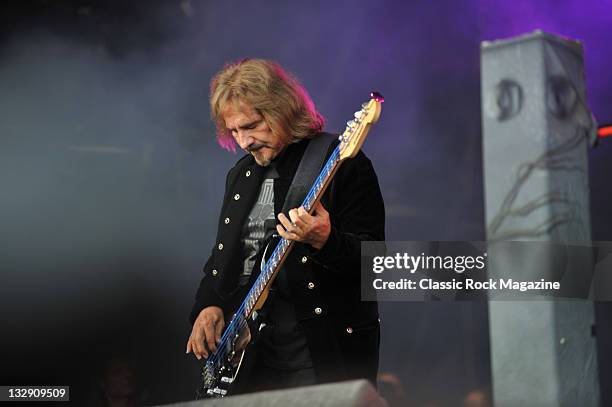 Geezer Butler of Heaven and Hell live on stage at High Voltage on July 24, 2010.