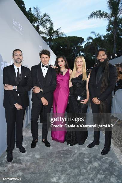 Mohammed Al Turki, Giacomo Cavalli, Solange Smith, Elisabetta Marra and Rawkan Binbella attend the amfAR Cannes Gala 2021 at Villa Eilenroc on July...