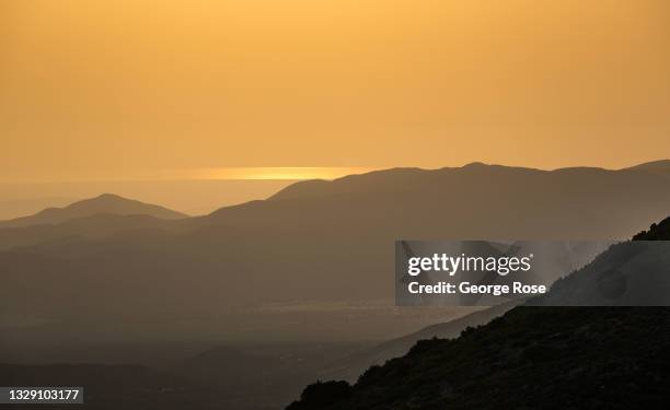 Valley View, a vista turnout located on Highway 79 high above the southern desert and Anza-Borrego Desert State Park, is viewed through the heat and...