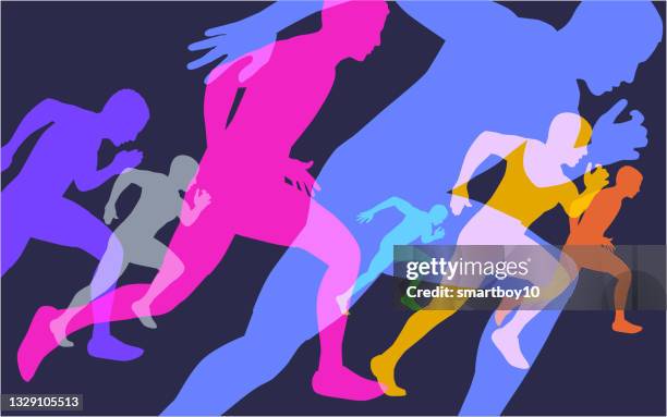 sprinters silhouettes - design sprint stock illustrations