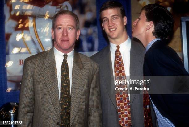 The Indianapolis Colts select Quarterback Peyton Manning of Tennessee first overall at the 1998 National Football League Draft held at The Theater at...