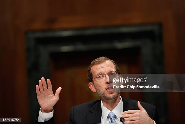 Congressional Budget Office Director Doug Elmendorf testifies before the Senate Budget committee on Capitol Hill November 15, 2011 in Washington, DC....