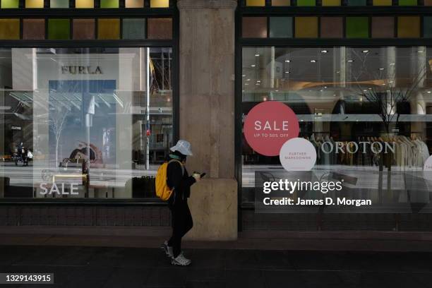 People out shopping for last minute items in the CBD on July 17, 2021 in Sydney, Australia. Lockdown restrictions have been further tightened as NSW...