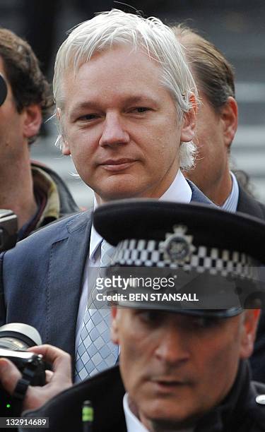 In a file picture taken on November 2, 2011 WikiLeaks founder Julian Assange arrives at London's High Court for a hearing in his battle against...