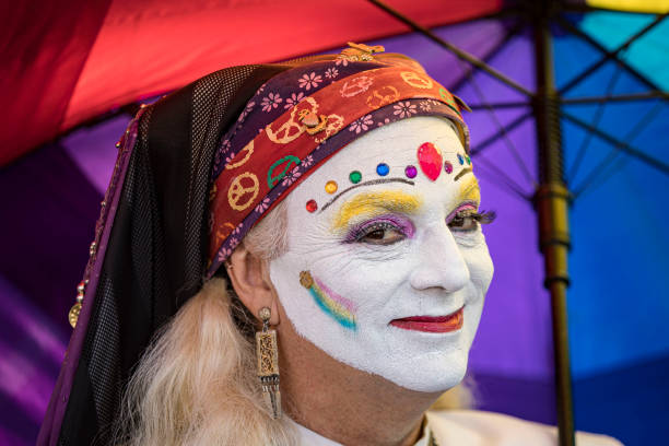 Sister Ida of the San Diego Sisters of Perpetual Indulgence attends Spirit of Stonewall Rally during San Diego Pride Week on July 16, 2021 in San...