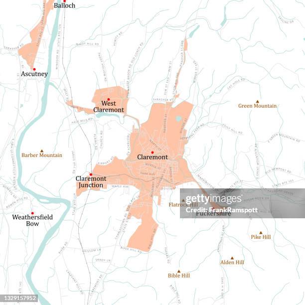 nh sullivan claremont vector road map - connecticut river stock illustrations