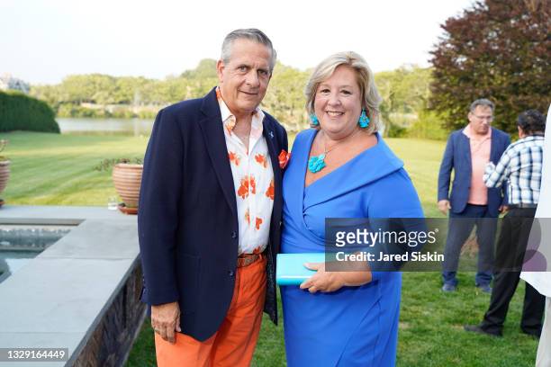 Greg D'Elia and Rebecca Seawright attend Martin and Jean Shafiroff host Launch Party for Stony Brook Southampton Hospital at Private Residence on...